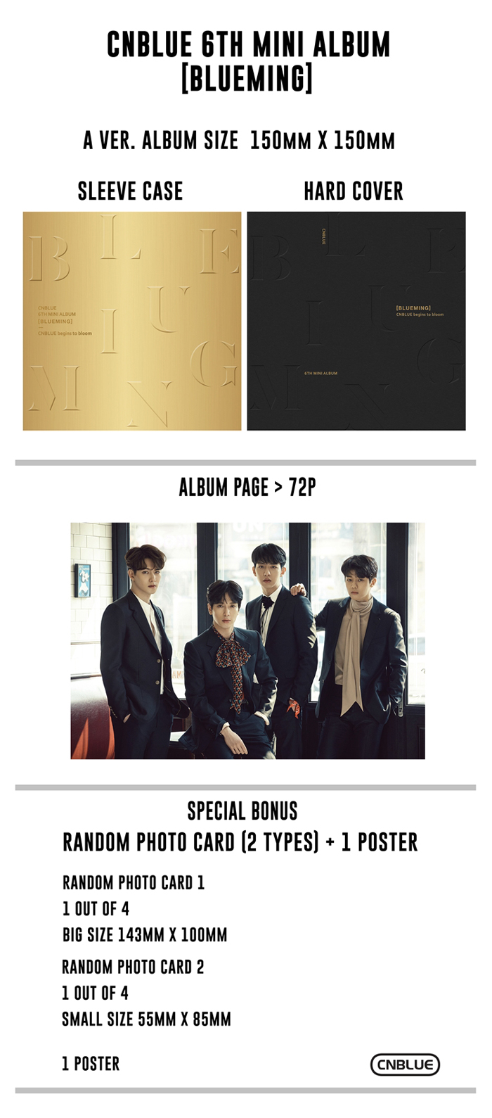 A Ver 6th Mini Album : CD+2Photocard+Poster+GiftPhoto,New,FNC CNBLUE BLUEMING 